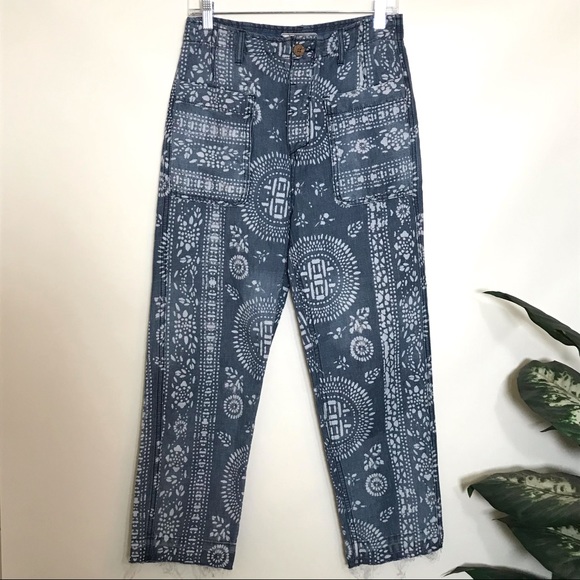 FREE PEOPLE Island Vibes Print Linen Trousers - Picture 4 of 10